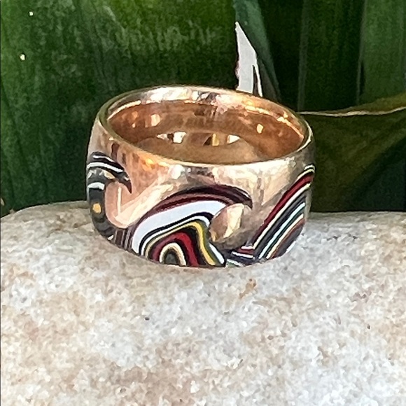 Marla Aaron Fordite 18k gold Ring - Picture 8 of 12